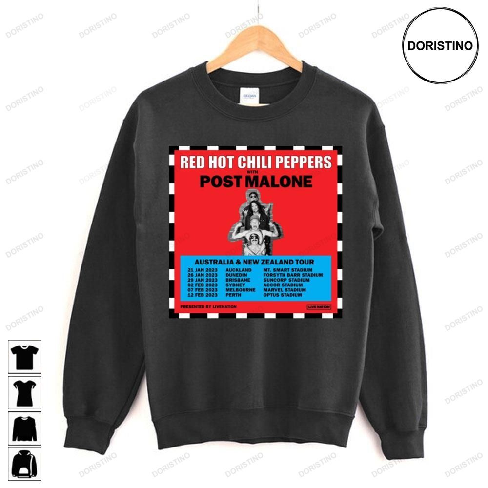Australia And New Zealand Red Hot Chili Peppers With Post Malone 2023 Tour Awesome Shirts